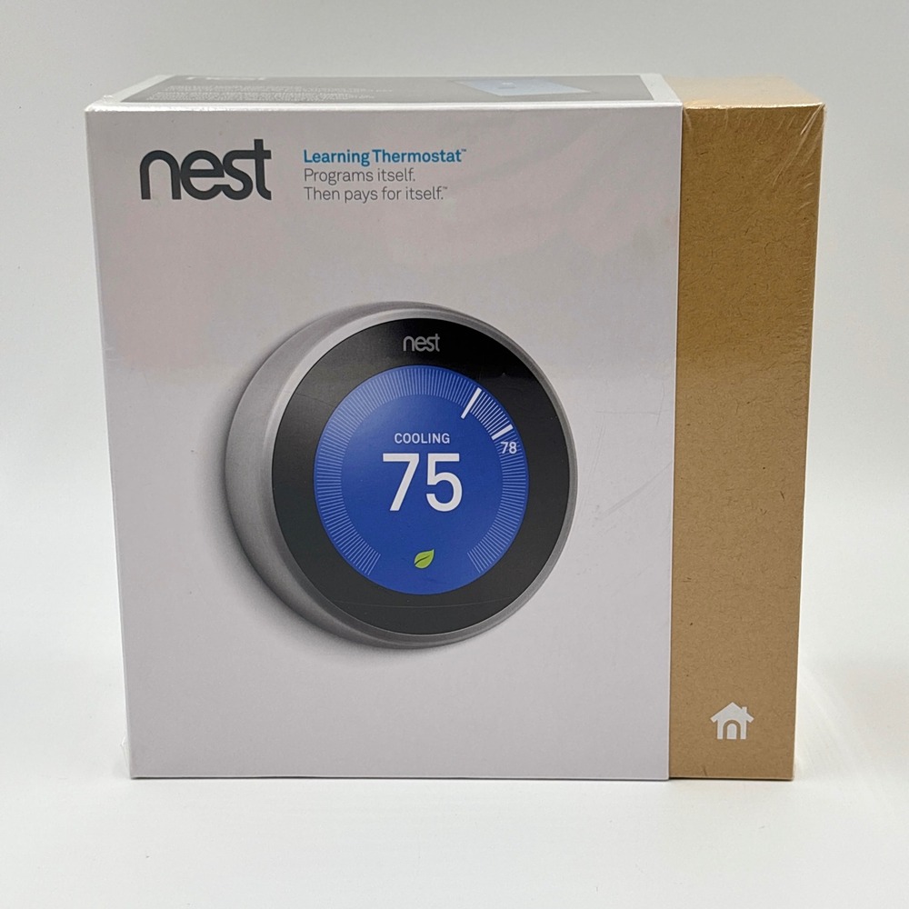 Google Nest Learning Thermostat 3rd Gen Stainless Steel Smart WiFi T3007ES NEW